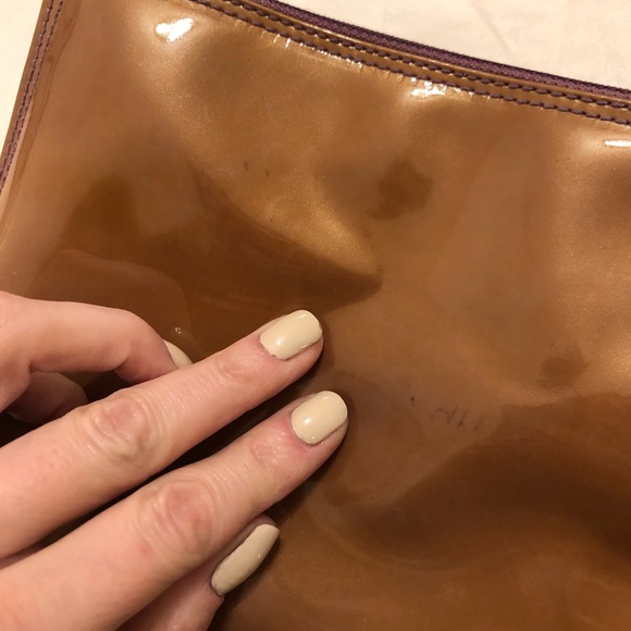 Authentic CHANEL CC Logo Patent Leather Perforated Large tote & Pouch 2Pc Set - Picture 15 of 17